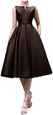 Love Dress Modern Satin Tea Length Military Ball Prom Gown Evening Dress Chocolate Us 16