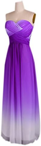 Queensroyal Dreamlike Gradient Color Ruffle Beaded Strapless Prom Dress Custom Made Size Purple
