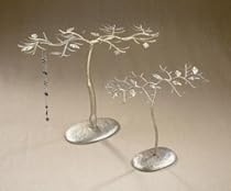 Metal Jewelry Stand Tree with an Antique Silver & Gold Finish Metal Jewelry Stand Tree with an Antique Silver & Gold Finish