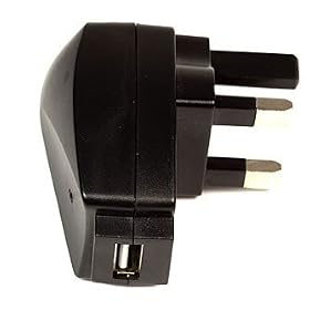 ULTIMATEADDONS UK 3 Pin USB Mains Charger Plug for Elonex eBook Reader USB Cable