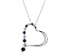 Sapphire Gemstone and Diamond Journey Heart Pendant in 14K White Gold with Chain
