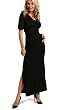 CLEARANCE SALE-V-Neck Long Black Dress - Plus Sizes Available (Fuss Free Apparel)