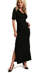 V-Neck Long Black Dress - Plus Sizes Available (Fuss Free Apparel)