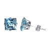 Nickel Free 7mm Princess Cut Aquamarine Cubic Zirconia .925 Sterling Silver Post Stud Earrings