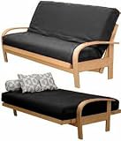 Brand NEW Premium Microseude 3 Piece Futon Cover BLACK Colored With 2 Pillows
