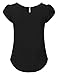 JJ Perfection Women's Solid Woven Pleated Petal Short Sleeve Blouse
