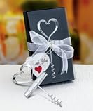 HEART TOP/ LOVE CORKSCREW - CHROME HEART TOP LOVE CORKSCREW IN DELUXE BOX - wedding favor, Quantity of 16 pc,