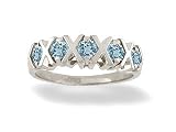 14K White Gold Genuine Round Aquamarine Ring