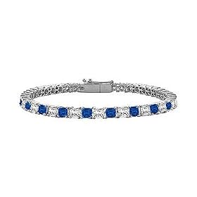 Sapphire and Diamond Tennis Bracelet : 14K White Gold  2.00 CT TGW