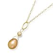 18" 14k Yellow Gold Champagne Cultured Freshwater Pearl Necklace