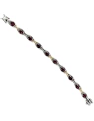 Sterling Silver with 14k Yellow Gold 9.05 Rhodilite Garnet 7.75in Bracelet