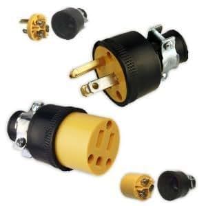 Set Male & Female Extension Cord Replacement Electrical End Plugs 3