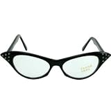 SG6CL/2 (Black) Rhinestone 1950's Cat Eye Glasses