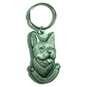 Pewter Boston Terrier Key Chain Ring Made in the USA
