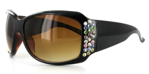 Broadway 7381 Designer Fashion Sunglasses Inlaid with Colorful Austrian Crystals for Stylish Women who Want to Get Noticed
