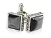 Elegant Gray Silver Cateye Square Cufflinks Framed in Silver with Presentation Box
