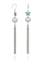 TASSEL EARRING WHITE GLASS PEARL TURQUOISE FLORAL TOP EARRING
