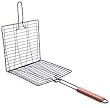 Charcoal Companion Non-Stick Triple Fish Grilling Basket with Rosewood Handle