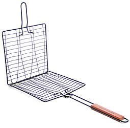 Charcoal Companion Non-Stick Triple Fish Basket with Rosewood Handle