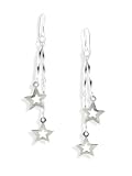 Sterling Silver Twisted Bar Stick and Star Drop Earrings