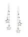 Sterling Silver Twisted Bar Stick and Star Drop Earrings
