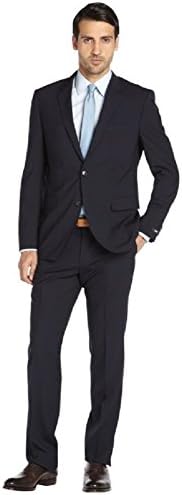 Hugo Boss Grand Central Navy Blue Men's Wool Suit 2 Button Black Label Regular (44)