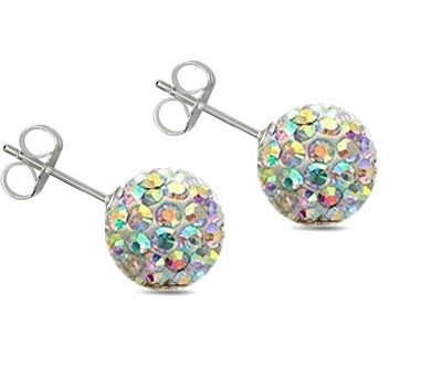 STUDS-AURORA Silver 925 crystal 8MM white ice