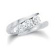14K White Gold 3 Stone Channel Set Round Diamond Promise Ring (1/2 cttw, H-I, SI)