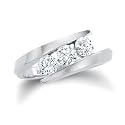 14K White Gold 3 Stone Channel Set Round Diamond Wedding Ring (1/4 cttw, H-I, SI)