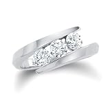 Sterling Silver 3 Stone Channel Set Round Diamond Promise Ring (1/2 cttw, H-I, SI)