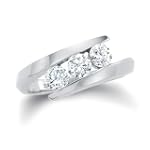 SAVE $700 - 18K White Gold 3 Stone Channel Set Round Diamond Bridal Band (1/2 ctw, H-I, SI) $449.00