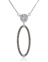 Judith Jack "Crystal Links" Sterling Silver, Marcasite and Cubic-Zirconia Open Drop Pendant Necklace, 18"