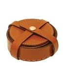 Leather Wine Coasters with Bottle Coaster by Gattorna (Mahogany)