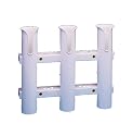 AFI 67633 One-Piece Molded Tournament Storage Fishing Pole Rack with Plier, Knife, and Tackle Holders (3-Rod, White)