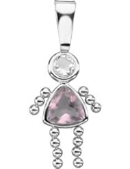 Genuine IceCarats Designer Jewelry Gift 14K White Gold Girl Pen W/Cz & Tri Imi Birhts. October Girl Pendant With Imitation Birthstone Girl Pen W/Cz & Tri Imi Birhts In 14K White Gold