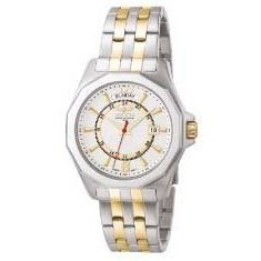 Invicta II Collection 5240 Quartz Sapphire Coated Mineral Silver Dial Two Tone Gold Plating Stainless Steel Band Men Watch