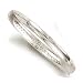 14k White 6 mm Diamond-Cut Flower Motif Bangle - 7 Inch