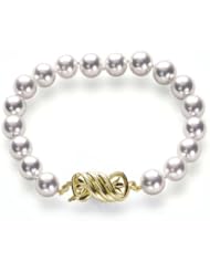 9x9.5mm AAA Quality Silver Overtone Japanese Akoya saltwater cultured pearl bracelet 8" with 18K Gold Clasp