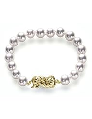 7x7.5mm AAA Quality Silver Overtone Japanese Akoya saltwater cultured pearl bracelet 8" with 18K Gold Clasp
