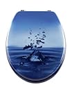 WC Sitz BLUBB MDF bedruckt, lackiert, Deckelunterseite und Brille uni blau, chrome Metallscharni