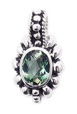 Green Topaz Pendant set in .925 Sterling Silver.