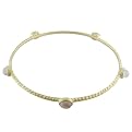 14K Gold-Over-Silver Textured Bangle Rose Quartz