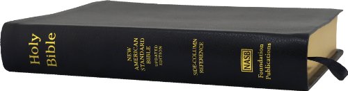 nasb side column reference wide margin bible black genuine leather