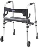 Clever-Lite LS Folding Walker With Seat And Push Down Brakes