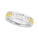 14K Two-Tone Gold Diamond Handwoven Wedding Band Duo - Lady's Ring