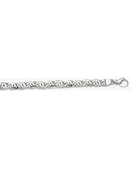 8mm 14k Fancy White Gold Link Bracelet 9"
