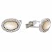 Sterling Silver Genuine Mother Of Pearl and Simulated Diamond cz Cuff Links