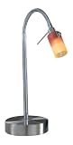 Schreibtischleuchte “Benga” in Edelstahl Finish und Chrom mit orange-rotem Glas