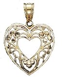 14kt Gold Open Heart Charm-PC6330