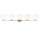 Thea Five Light Vanity Light Finish: Brushed Steel, Glass Color: Opal
